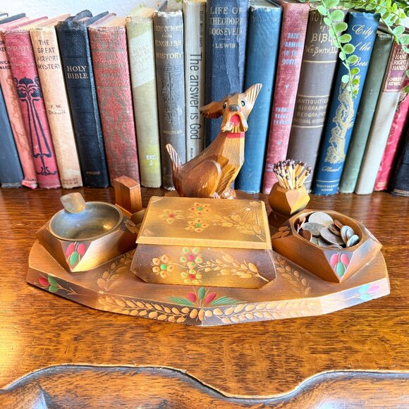 1940's Hand Carved Tramp Art Dresser Valet - Picture 3 of 17